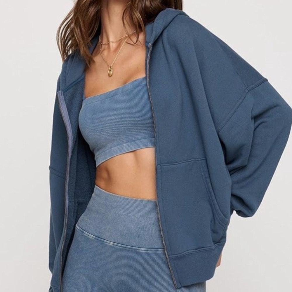 NWT Spiritual Gangster Women's Ibby Oversized Zip Hoodie Orion Blue - Picture 5 of 8